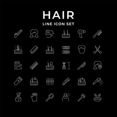 Set line icons of hair