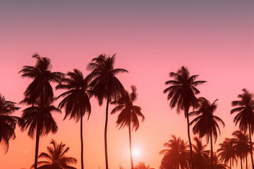 Fototapeta premium Palm Trees During Pink Sky Sunset