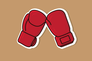 Boxing Sport Gloves Sticker vector illustration. Sport Boxing object icon concept. Boxing gloves front and back view sticker vector design with shadow. Boxer sportswear for punch workout.