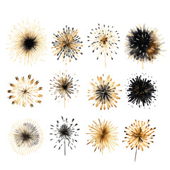 gold and back firework watercolor vectors