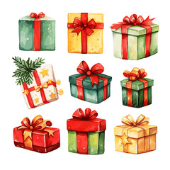 Cute isolated christmas gift box icon vector design set