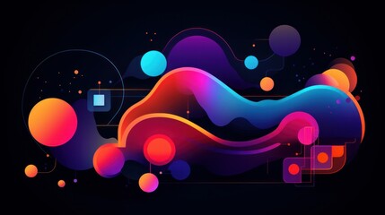 Colorful shapes on dark background