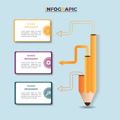 Education pencil Infographics template with 3 ways
