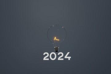 3d render cartoon glowing light bulb, 3D illustration, bulb, Glowing light bulb icon with yellow beams, 3D render. Concept of creative idea, inspiration, innovation,