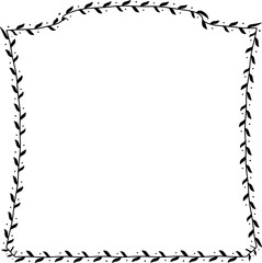 Fototapeta premium Square Frame laurel wreath silhouette black horizontal vintage frames flower floral leaf border Botanical laurel ornate art leaf Elements design border retro badge decoration element isolated decor