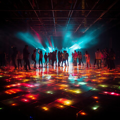 People on the dance floor of a nightclub.