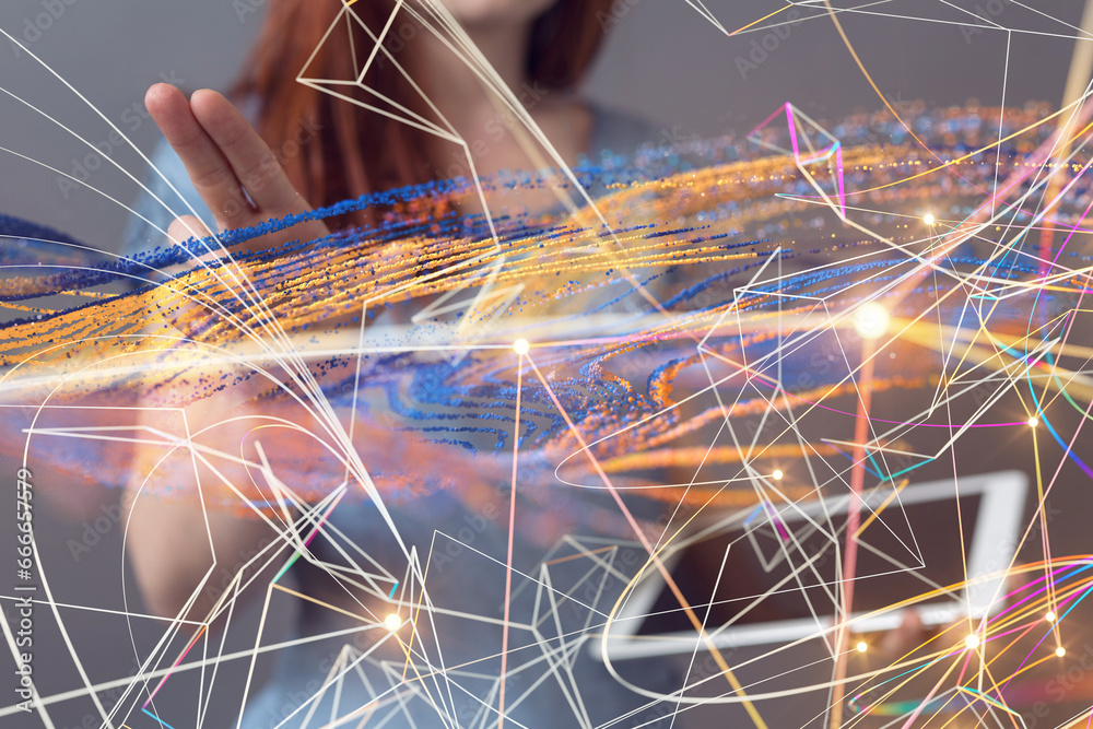 Poster conference digital network and data concept 3d