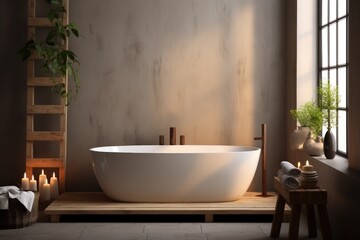 Fototapeta na wymiar Luxury bathroom interior decorate with minimal design. Generative AI