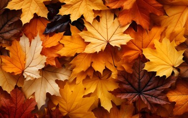 Naklejka na ściany i meble Autumn leaves. Background of fallen autumn leaves