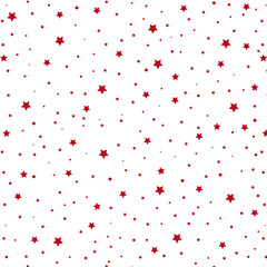 Red stars and point seamless pattern. Isolated on white. Christmas and New Year concept, Birthday. Vector illustration