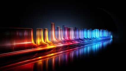 Schöner abstrakter futuristischer Hintergrund in bunten leuchtfarben für Webdesign und Drucksachen als Vorlage, ai generativ