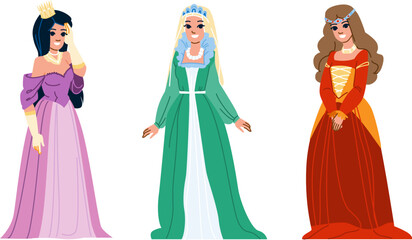 dress princess vector. fantasy cute, pink magic, fairytale queen dress princess character. people flat cartoon illustration