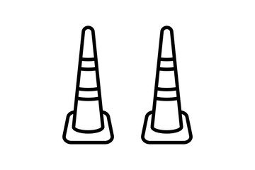 Safety Cone Icon. Icon related to Construction. suitable for web site, app, user interfaces, printable etc. Line icon style. Simple vector design editable