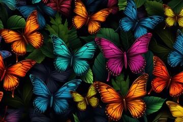 Fototapeta na wymiar Patterned Colorful butterflies insects. Colorful room collection. Generate Ai