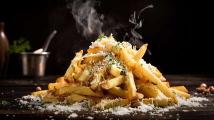 delicious french fries with truffle Generative AI