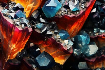 Diverse Colorful minerals closeup. Crystal jewel. Generate Ai