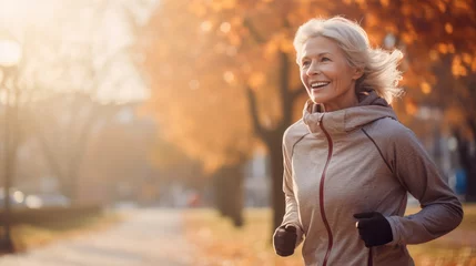Foto op Aluminium portrait of senior woman jogging in park © damien