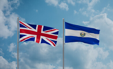 Salvador and United Kingdom flags, country relationship concept