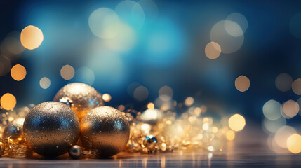 christmas decoration and lights. defocused background.