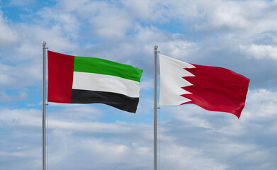 Bahrain and United Arab Emirates, UAE flags, country relationship concept