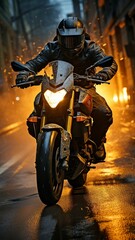 High-speed motorcycle riding . - obrazy, fototapety, plakaty