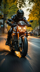 Obraz na płótnie Canvas High-speed motorcycle riding .
