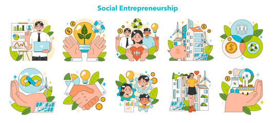 Social entrepreneurship set. Business' responsibility for impact on society