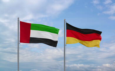Germany and United Arab Emirates, UAE flags, country relationship concept