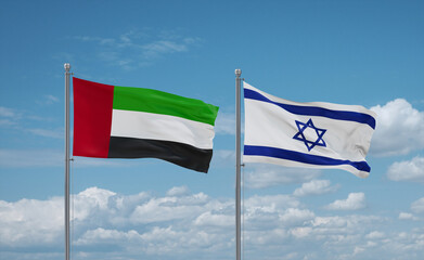Israel and United Arab Emirates, UAE flags, country relationship concept