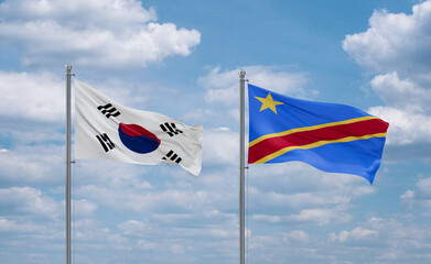 Congo and South Korea flags, country relationship concept