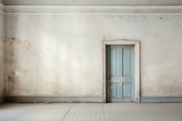 An entryway to a white door in a vacant space. Generative AI