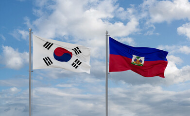 Haiti and South Korea flags, country relationship concept