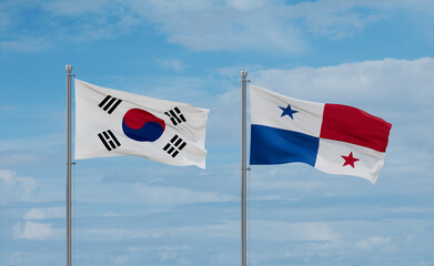 Panama and South Korea flags, country relationship concept