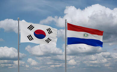 Paraguay and South Korea flags, country relationship concept