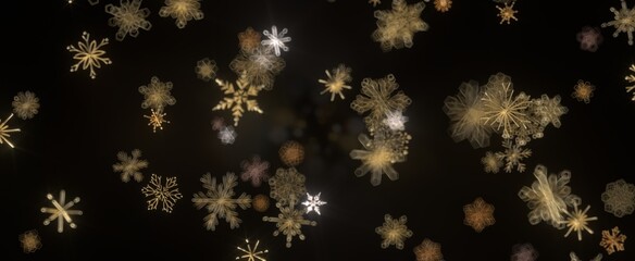 Winter Snow Symphony: Captivating 3D Illustration of Descending Snowflakes for Christmas