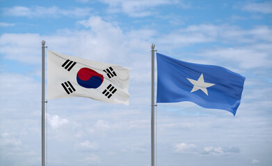 Somalia and South Korea flags, country relationship concept