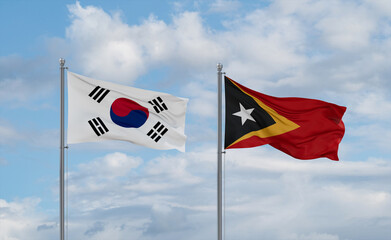 East Timor and South Korea flags, country relationship concept