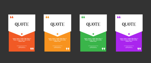 Quote template poster collection graphic design. Speech bubble motivational quoted mark. Quote speech bubble blank templates graphic design collection.