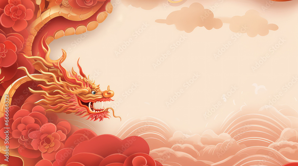 Canvas Prints Chinese Dragon new year banner with copy space.