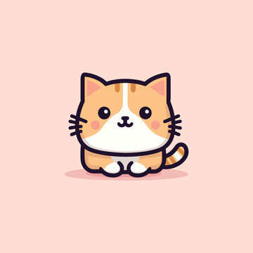 Cute cat vector illustration. Cute cartoon kitty character.