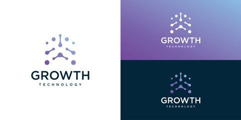 Obraz na płótnie Canvas Grow tech logo design, connection dot arrow design vector illustration.