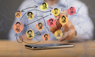 Abstract technology group and data 3d - neural network exposure digital