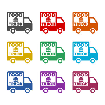 Food truck  icon isolated on white background. Set icons colorful