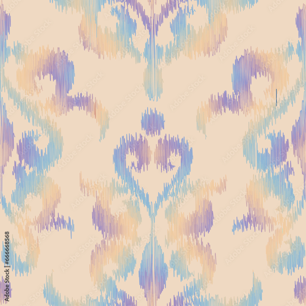 Aufkleber geometric abstract grunge vintage pattern. ikat style. seamless vector image.