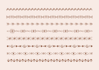 Ethnic geometric lines. Boho style native American ethnic pattern. Tribal vector motif, textured ornament illustration