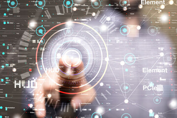 cloud connected to many objects on a virtual screen.