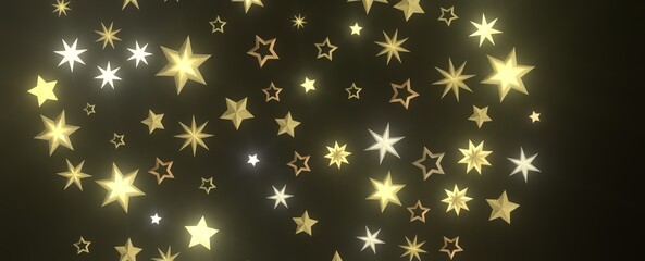 Falling Christmas Star Show: Mesmeric 3D Illustration Depicting Falling Holiday Stargazing Spectacle