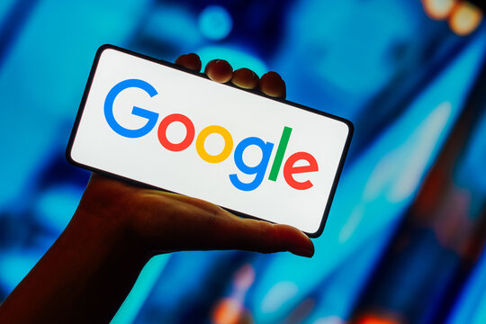 October 23, 2023, Brazil. In this photo illustration, the Google logo is displayed on a smartphone screen.