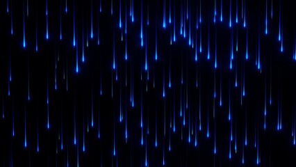 3D blue glitter shine rain. Bright abstract particles luxury background. Glowing sky stars space puddle effect.