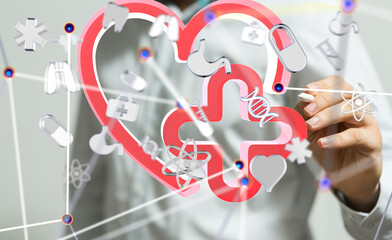 digital medical futuristic interface 3D rendering